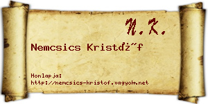 Nemcsics Kristóf névjegykártya